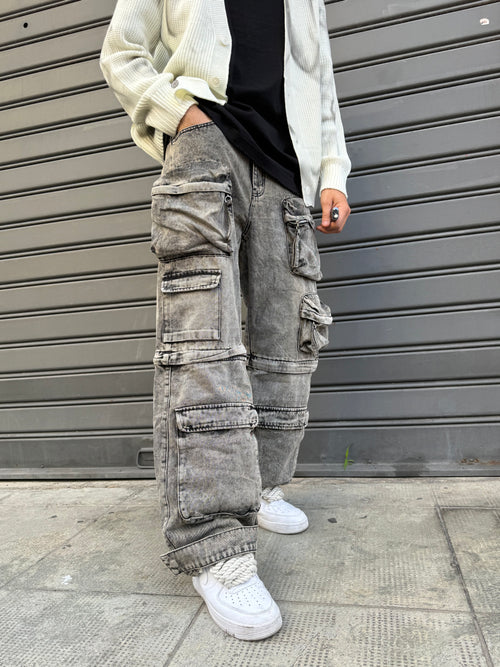 Jeans cargoo removable black