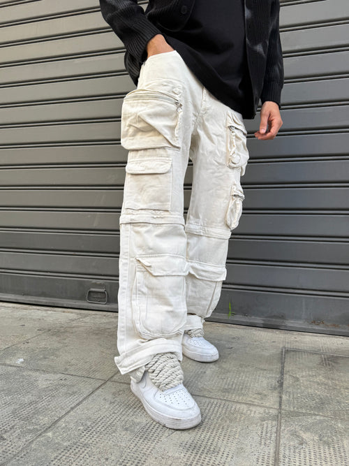 Jeans cargoo removable panna