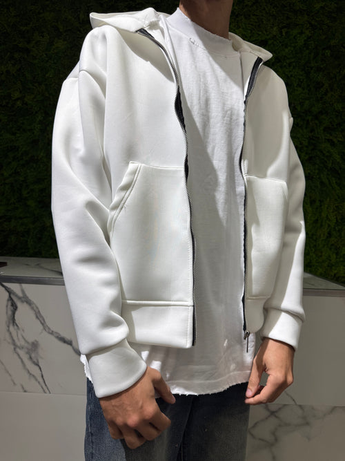 Felpa Boxy Fit Scuba Bianca