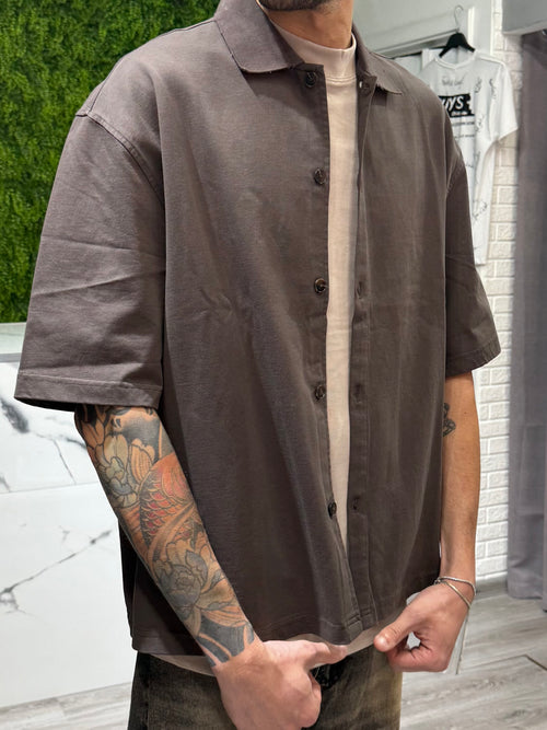 Polo Cardigan Oversize Marrone
