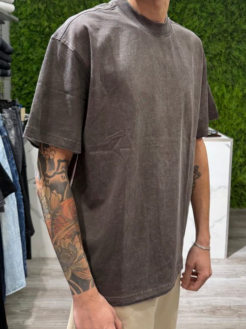 Shirt Spalmata Marrone Oversize