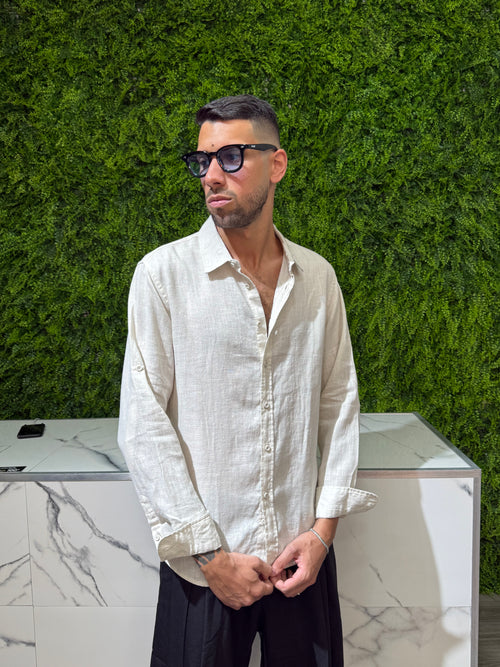 Camicia Lino Colletto Beige