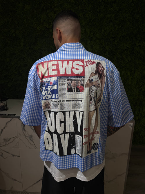 Camicia News Celeste