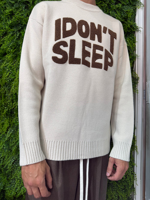 Pullover I don’t sleep beige-marrone