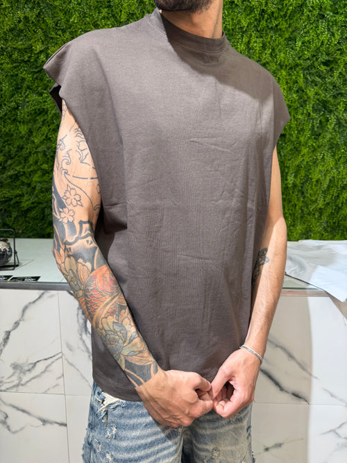 Canotta oversize Marrone