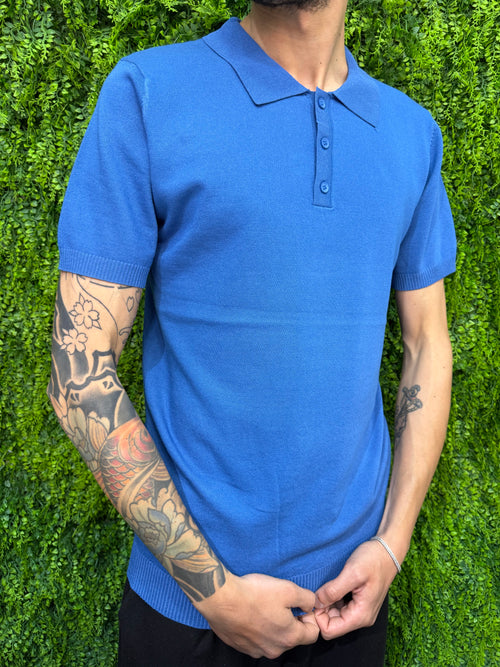 Polo in filo Blu Denim
