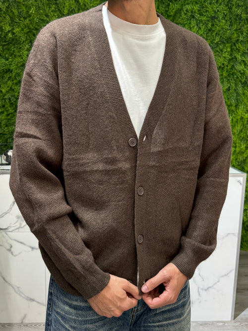 Cardigan oversize peluche marrone