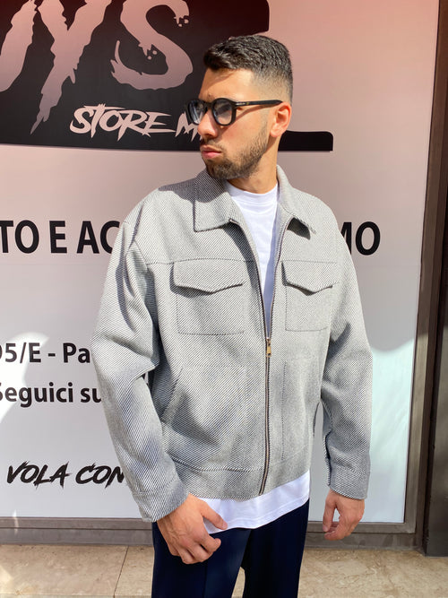 Jacket crop grigio/bianco zar* mod