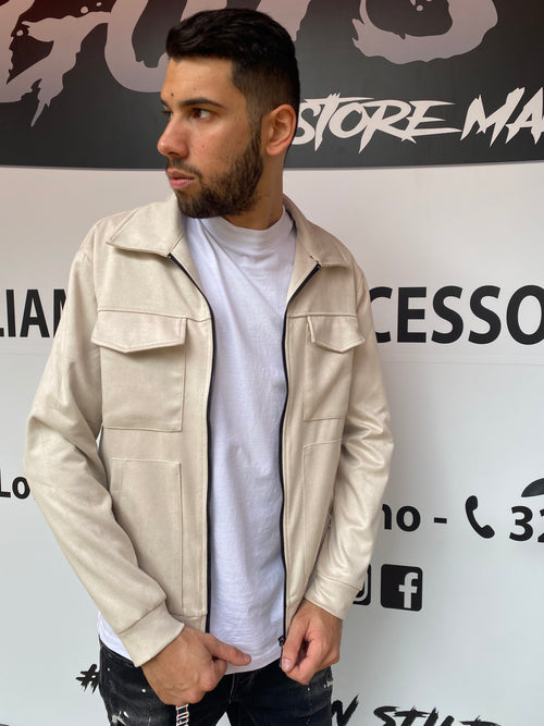 Jacket zip camoscio beige zar* mod