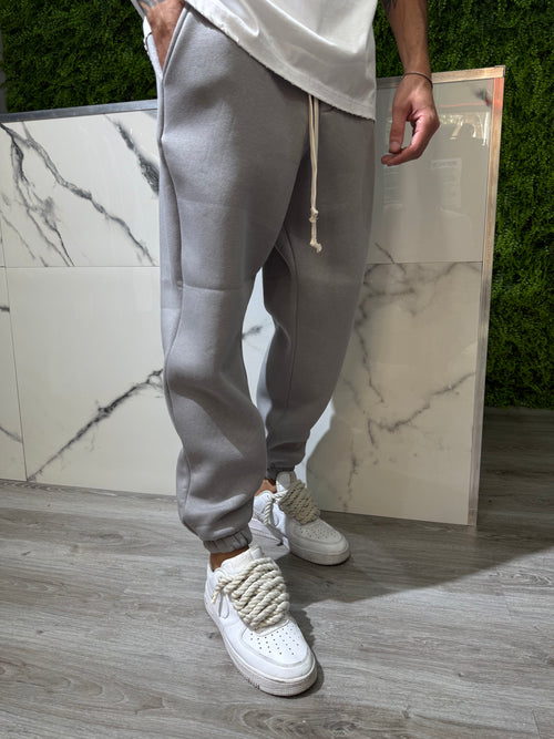 Pantalone tuta grigio ferro polsino riccio