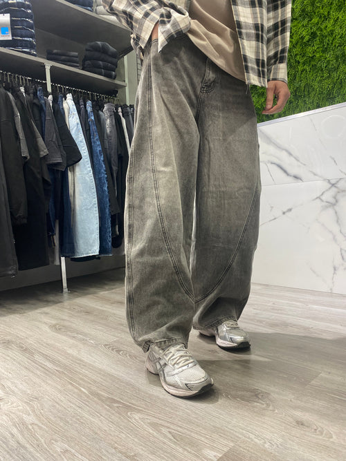 Denim Baggy Sabbiato Legature Nero