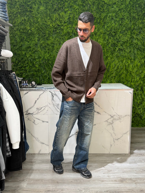 Cardigan oversize peluche marrone