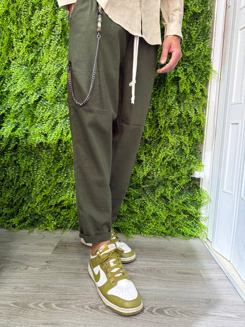 Pantalaccio lino verde militare