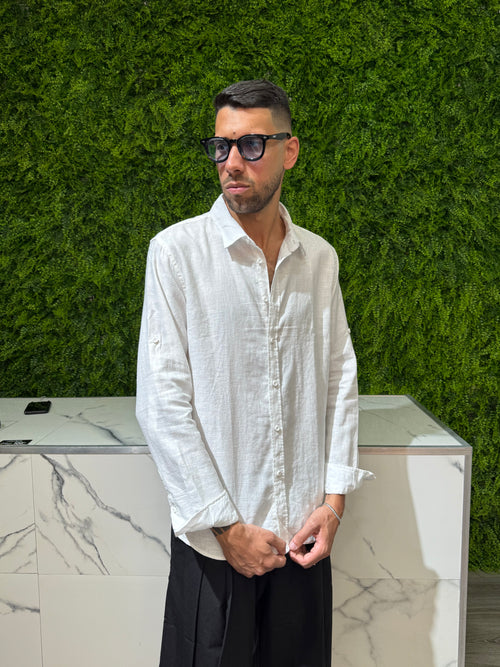 Camicia Lino Colletto Bianca