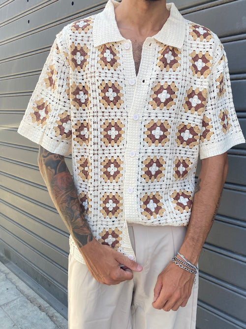 Cardigan Florèal Beige-Marrone