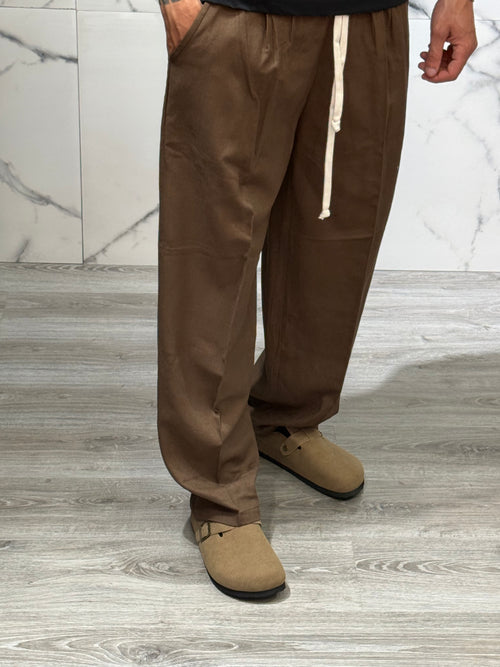 Pantalaccio Lino Fondo Largo Marrone