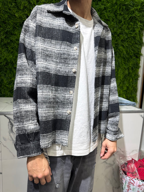 Camicia Crop Sfrangiata Nera