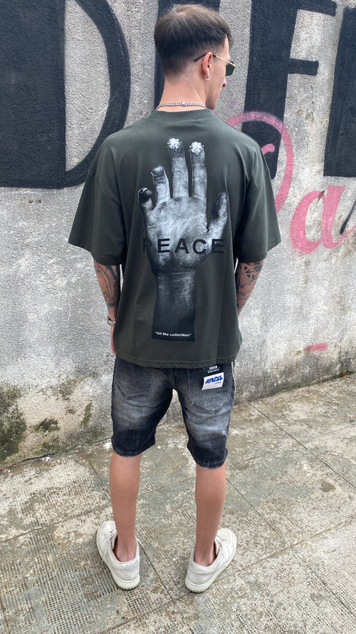 T-shirt peace verde militare