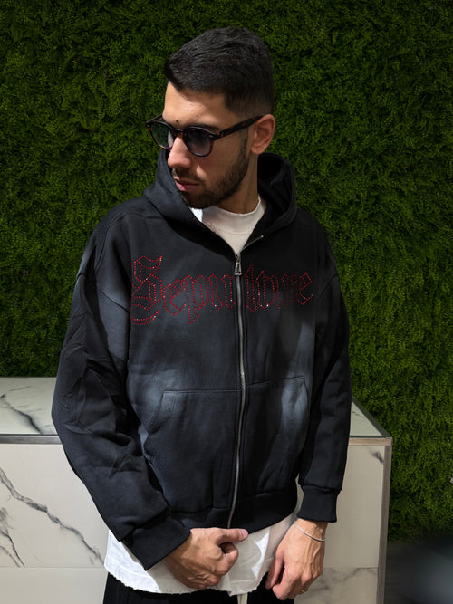 Felpa boxy fit sepulture diamond sfumata nera