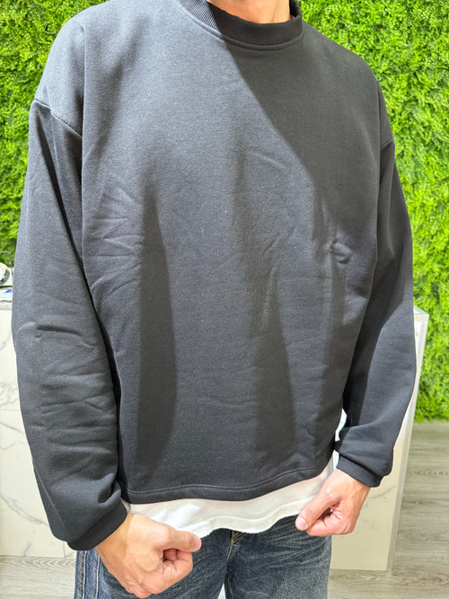 Felpa girocollo Boxy Fit nera