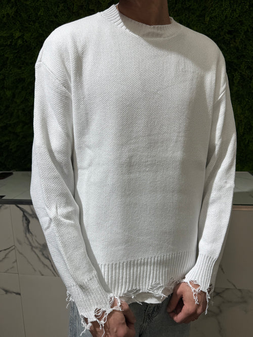 Pullover Boxy Rotture Bianco