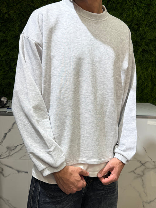 Felpa girocollo Boxy Fit grigio New York