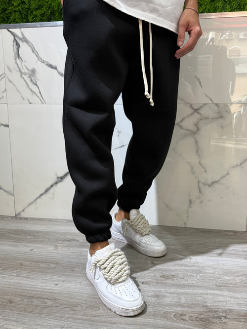 Pantalone tuta Nero polsino riccio