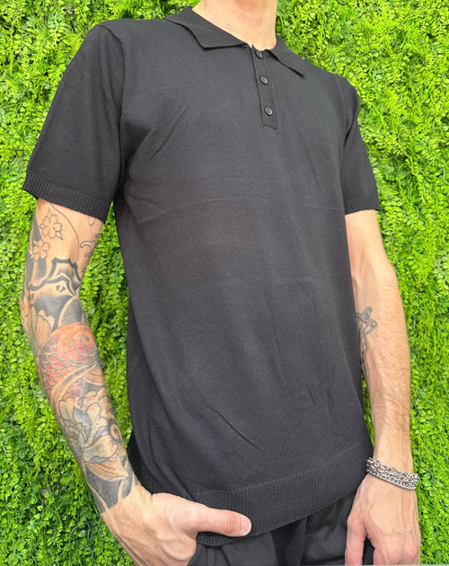 Polo filo nera slim fit
